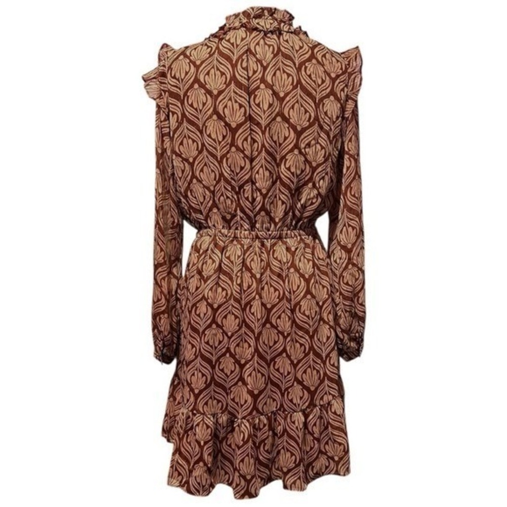 LC Lauren Conrad Floral Ruffle Dress Long Sleeve Shimmer Medium Boho - Picture 3 of 12